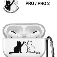 Прозрачный чехол для наушников Apple AirPods Pro / АирПодс Про силиконовый с 3D принтом "Cats"