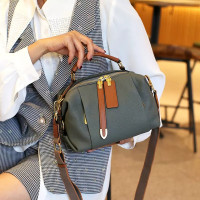 真皮包包批发新款百搭头层牛皮撞色斜挎女包波士顿手提单肩枕头包