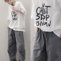 衣疫 3色.創意印花寬鬆純棉圓領短袖 通勤風簡約T恤