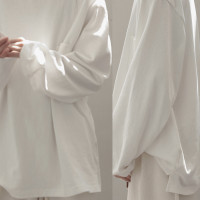 衣疫 疊穿搭檔之一件白色T恤 新疆棉簡約寬鬆落肩長袖口袋T恤