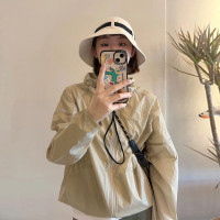 防曬衣女款夏季2023新款寬鬆戶外運動薄款寬鬆連帽防曬服早秋外套