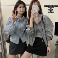 THE LEMON韓國夏季薄款立領抽繩運動防曬外套女短款休閒寬鬆上衣