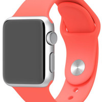 Силиконовый ремешок для смарт часов Apple Watch series 1-8 и Эппл Вотч SE 38-40-41 mm (Sport Loop) / Cпортивный ремешок браслет с застежкой для умных часов Эпл (Sport Band), Кораллово-Красный