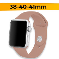 Силиконовый ремешок для Apple Watch 38-40-41 mm / Спортивный браслет для умных смарт часов Эпл Вотч 1-8 и SE / Сменный ремешок для Эпл / Розовый песок