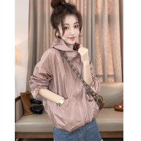 歐貨雙口袋連帽防曬衝鋒衣外套女透氣網雙層防曬服拉鍊開衫夾克潮