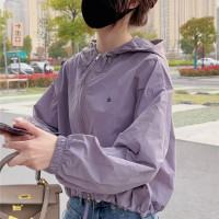 防曬衣女夏季薄款外套女短款小個子2023新款寬鬆百搭連帽防曬上衣