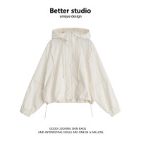 短款連帽防曬衣女夏季小個子運動衝鋒衣抗UV外套休閒防曬服潮