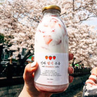 韩国500ml牛乳瓶网红草莓奶昔空瓶柠檬饮料瓶冷泡花茶玻璃密封瓶