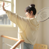 茉語家2023年秋季新款防曬衣韓系黃色外套別致甜辣寬鬆短款上衣女