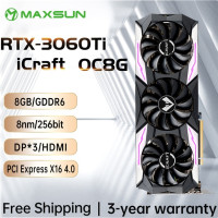 Игровая видеокарта MAXSUN RTX 3060Ti iCraft OC 8 Гб GDDR6 GPU NVIDIA компьютер ПК 256bit PCI Express X16 4,0 RGB игровые видеокарты Новинка