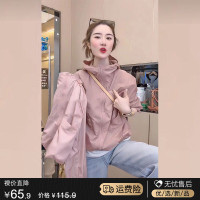 連帽防曬衣外套女2023夏季新款純色拉鍊寬鬆開衫短款顯瘦衝鋒上衣