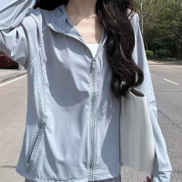 連帽冰絲防曬衣外套女夏季透氣網孔戶外騎行遮陽薄款防曬服上衣衫