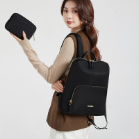 2024新款双肩包女牛津布14寸电脑包韩版百搭休闲大容量帆布小背包