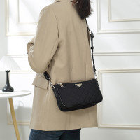 跨境专供斜跨包女牛津布菱格小香风时尚链条休闲单肩小方包腋下包