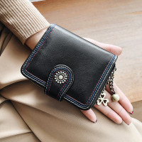 纳兰杜真牛皮短款钱包女新款折叠迷你小零钱包轻巧潮钱夹女