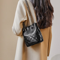 包包2024新款链条水桶包女斜挎包百搭秋冬女士单肩真皮女包