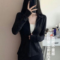 黑色冰絲防曬衣女夏季新款修身塑形運動瑜伽穿搭輕涼硬防曬薄外套