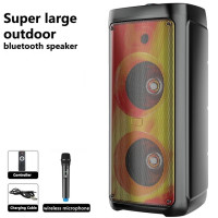 Мощная уличная Колонка ZQS8215, двойной 8-дюймовый Гудок с подсветкой пламени, большая многофункциональная беспроводная Bluetooth-колонка с микрофоном