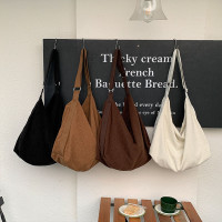 大容量简约棉布手提单肩包包女2023新款潮流通勤百搭斜挎托特包批