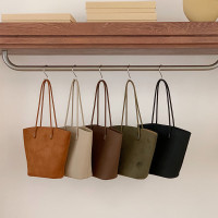 高级质感复古时尚单肩水桶包包女2023新款韩版百搭子母手提托特包