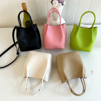 时尚简约单肩手提包包女2024新款韩版潮流高级感休闲斜挎水桶包批