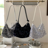 跨境亮片手提包包女2024新款小众百搭闪片单肩斜挎包高级腋下包批