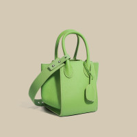 荔枝纹头层牛皮菜篮子包简约百搭通勤单肩斜挎包欧美潮流手提包