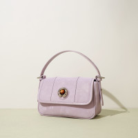 新中式绸缎牛皮小方包银色小众质感单肩包真皮手提斜挎包手机包