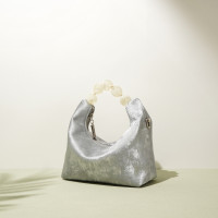 新中式国风饺子包绸缎牛皮女包小众单肩斜挎手提包真皮链条包包女