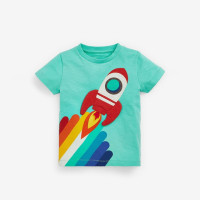 Новое поступление, футболки для мальчиков и девочек с вышивкой из мультфильма «прыгающие метры», летняя детская одежда с коротким рукавом, детские топы