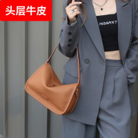 头层牛皮枕头包女小众高级质感单肩斜挎百搭波士顿包潮通勤腋下包