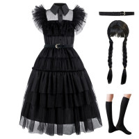 Костюм для ролевых игр среду Adams, новинка 2023, карнавальное женское черное вечернее платье на Хэллоуин, кружевная юбка принцессы с вырезами