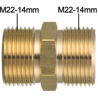 Удлинитель шланга для мойки высокого давления, латунная Метрическая резьба M22, 15 мм, до M22, 14 мм