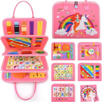 跨境新款毛毡早教学习穿衣系扣儿童忙碌板玩具包蒙特梭教育玩具