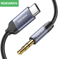 Аудиокабель Rocoren со штекером USB Type-C на штекер 3,5 мм, переходник со штекером Aux для наушников, провод-конвертер для iPhone 15 Pro Max Xiaomi