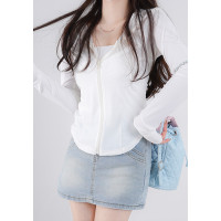 不吃夜宵【小白】白色防曬衣2023夏季新款連帽薄款開衫上衣小個子
