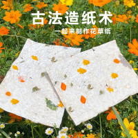 古法造纸术材料包套装 儿童手工diy制作再生花草纸浆木框纱网工具