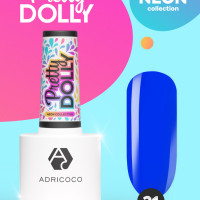 ADRICOCO Гель лак Pretty dolly №21 неоновый синий (8 мл) для ногтей