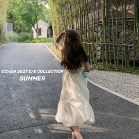 cchen陳陳_吊帶洋裝女2023年夏季新款氣質小眾設計感歐根網紗裙