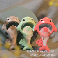 Q版鲨鱼手压风扇手拿按压式随身手持风扇动物园乐园活动礼品风扇