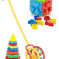 Сортер для малышей кубик большой+Пирамидка большая+Каталка