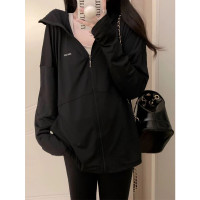 黑色冰絲防曬衣女款夏季薄款2023新款戶外輕薄透氣防曬服開衫外套