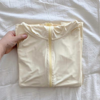 商場倒閉清倉黃色冰絲連帽開衫防曬服女夏透氣休閒騎車遮陽防曬服