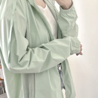 綠色冰絲輕涼硬防曬衣女夏季新款薄款外套寬鬆透氣防曬服開衫上衣