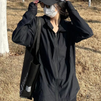 黑色冰絲防曬衣女夏季薄款大尺碼胖mm透氣遮陽百搭防曬服開衫外套潮