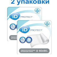 Пеленки одноразовые впитывающие 60x90 см iD Protect EXPERT ( 2 упаковки по 30 шт )