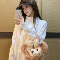 白色冰絲長袖連帽涼感防曬衣女夏季寬鬆顯瘦戶外騎行開衫上衣外套