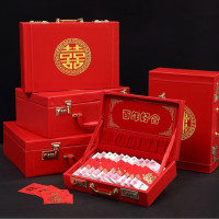 礼金箱彩礼钱盒子彩礼箱红皮箱红色箱子嫁妆箱结婚箱子新娘陪嫁箱