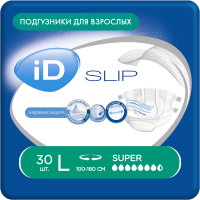 iD Подгузники памперсы для взрослых Super Slip , размер L, 30 шт