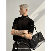 GENESISBOY 3/4 20:00 夏季基礎簡約通勤風純色寬鬆針織短袖T恤